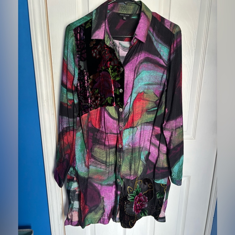 John Mark Multicolor Abstract Button Down Shirt
